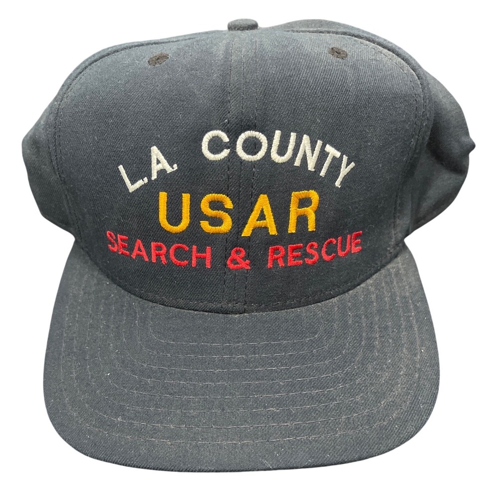 Vintage New Era LA County Fire USAR Search & Rescue Snapback Hat Navy USA